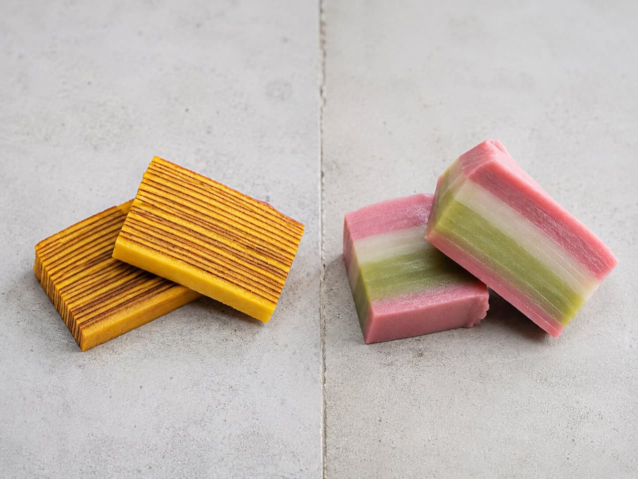 Perbedaan visual antara lapis legit premium dan kue lapis biasa